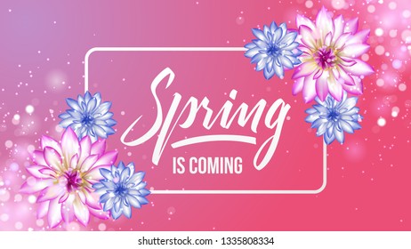 Spring is coming colorful flower  background. Vector