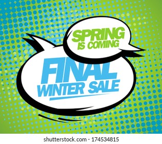 Spring is coming, final winter sale design with balloons.