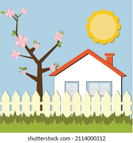 Spring is coming flat vector illustration
