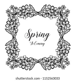 Spring is coming floral lettering design vector illustratrion