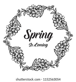 Spring is coming floral lettering design vector illustratrion