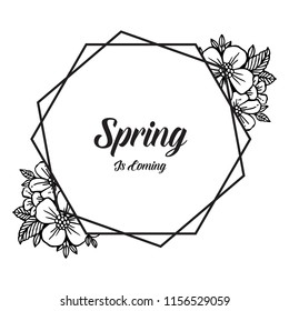 Spring is coming with flower frame hand draw vector illustration