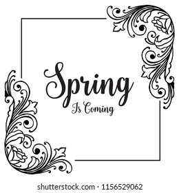 Spring is coming with flower frame hand draw vector illustration