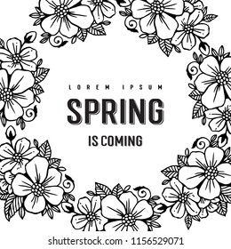 Spring is coming with flower frame hand draw vector illustration