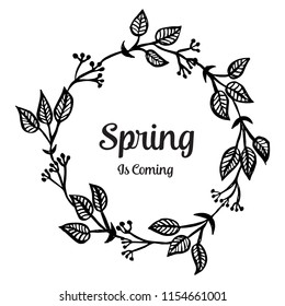 Spring is coming with flower frame vector illustration