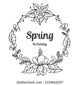Spring is coming with flower frame vector illustration