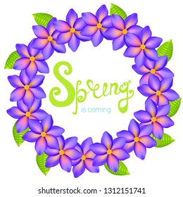 spring is coming, flowers circle vector illustration on white background