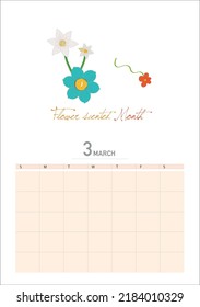 spring is coming March calendar