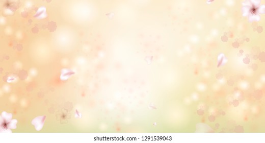 Spring is coming. Sakura petals falling down. Beautiful  Pink background with branch of cherry blossom. Vector watercolor illustration of sakura. 
