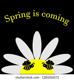 spring is coming slogan for t-shirt print and other uses isolated on black background