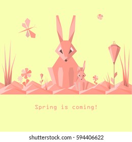 Spring is coming vector card.