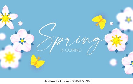 Spring is comming. Cute flower design. Apple tree and sakura blossom.