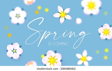 Spring is comming. Cute flower design. Apple tree and sakura blossom.