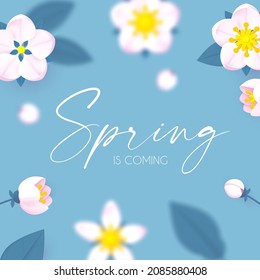 Spring is comming. Cute flower design. Apple tree and sakura blossom.