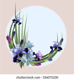 Spring composition of delicate spring flowers, irises