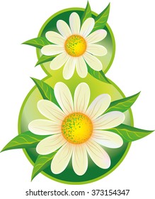 Spring composition of flowers in the shape of number 8. Design element for your 8-th of March design.