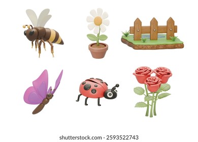 spring concept 3D vector icon set. for design need, animation, game, apps, presentation, flyer or poster, content creator, and other.