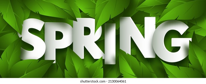 Frühlingskonzept-Banner mit üppigem Grün. Vektorgrafik