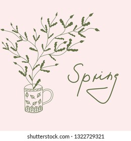 Spring concept card in vector. Good for any invitations. Isolated scandinavian cartoon illustration 