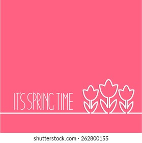 Spring concept - line flowers with place for text, vector illustration.
