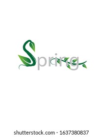 Spring concept, vector background with green leaves