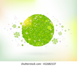 Spring Concept Vector Clovers Frame Illustration
