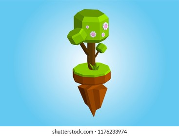 Spring Conceptual polygonal geometric tree. Abstract vector Illustration, low poly style. Stylized design element. Background design for banner, poster, flyer, cover, brochure. Logo design.