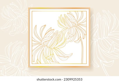 Flores de contorno primaveral para postales sobre fondo naranja. El diseño creativo de la plantilla de verano. Ilustración del contorno del vector