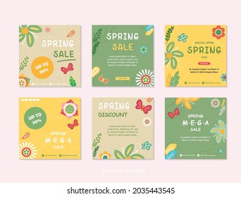 spring cover design templates, social media stories wallpapers with spring leaves and flowers