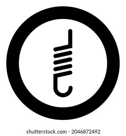 Muelle con un icono de forma de espiral crochet en la imagen de un vector de color negro redondeado redondo redondo