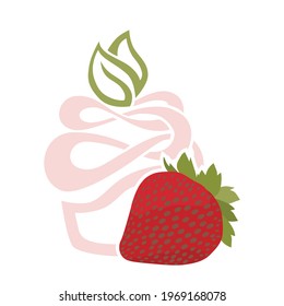 spring cupcake with strawberry fruit
