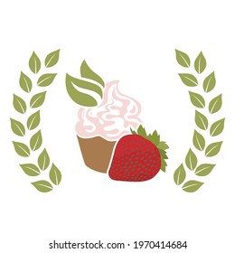 spring cupcake with strawberry fruit