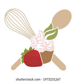 spring cupcake with strawberry fruit