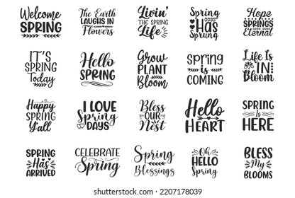 Spring cut files Bundle, Spring Quotes, Spring SVG cut files, Hand drawn lettering phrase, EPS files, SVG bundle, Saying about Spring, 