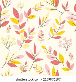 spring cute botanical leaf seamless for fabric pattern