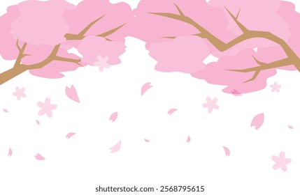 Spring cute cherry blossom illustration background material