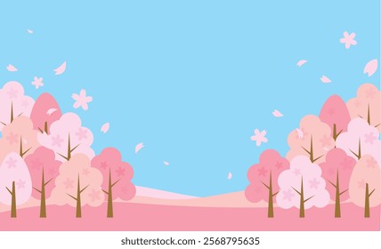 Spring cute cherry blossom illustration background material