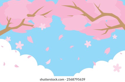 Spring cute cherry blossom illustration background material