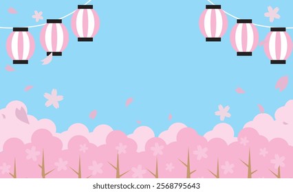 Spring cute cherry blossom illustration background material