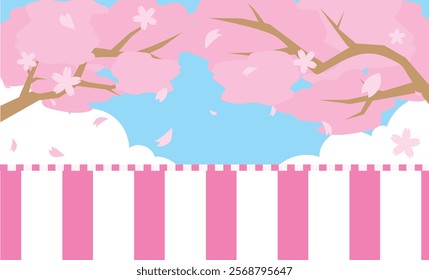 Spring cute cherry blossom illustration background material