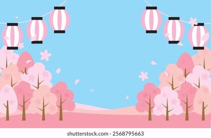 Spring cute cherry blossom illustration background material