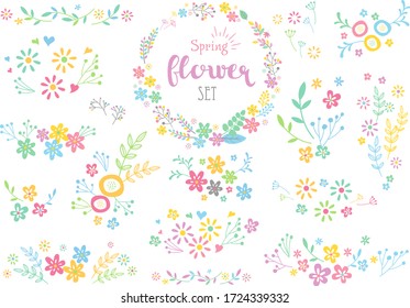 Spring cute floral frame set