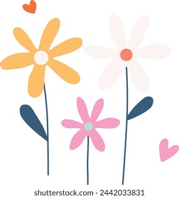 Spring cute flowers vector illustration 
