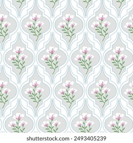 Fondo verde de patrón floral victoriano real de Damasco repetitivo de primavera, patrón sin costuras de Pascua con flores . Niños, bebé, niños fondo de Pascua, papel, Fondo de pantalla.