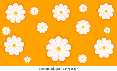 Spring daisies on an orange background for Easter