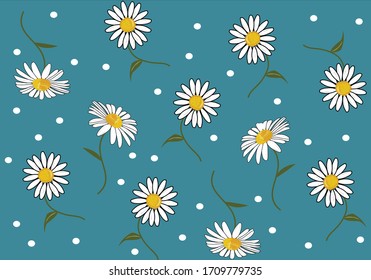 spring daisy flower hand drawn vector fabric towel design pattern polka dot summer print  ditsy flower 
stationery,towel,linens,sationary,pack,packet
