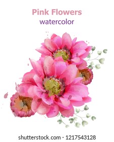Spring daisy flowers background watercolor Vector. Beautiful vintage pastel colors floral decor banners