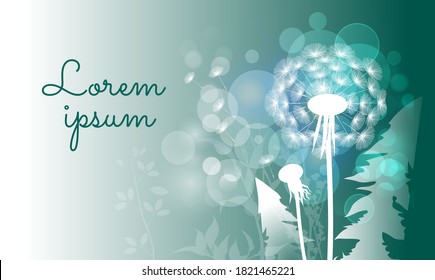 Spring dandelion flower Vector realistic. Sky background soft bokeh illustration 