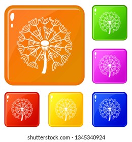 Spring dandelion icons set collection vector 6 color isolated on white background
