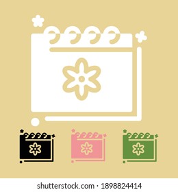 Spring, Date Icon with three different colors